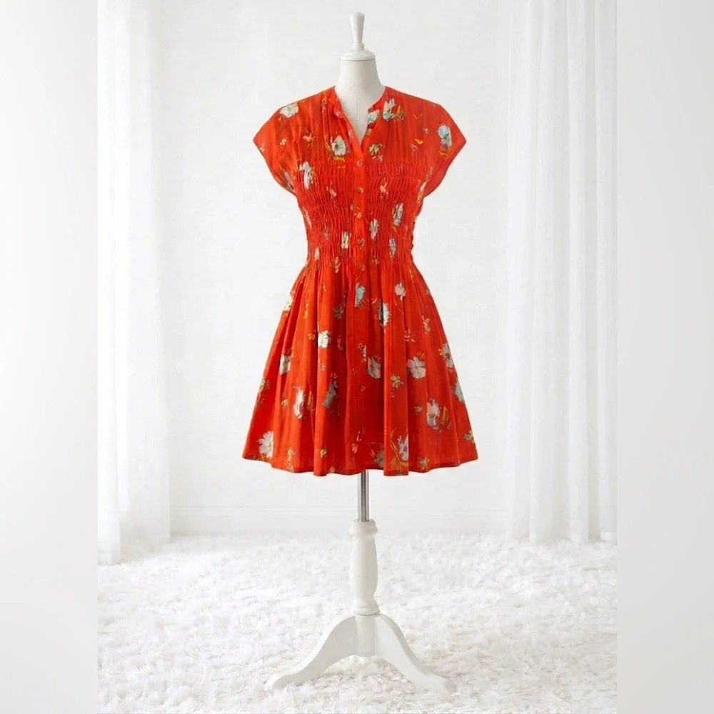 Free people Floral‎ Orange Dress